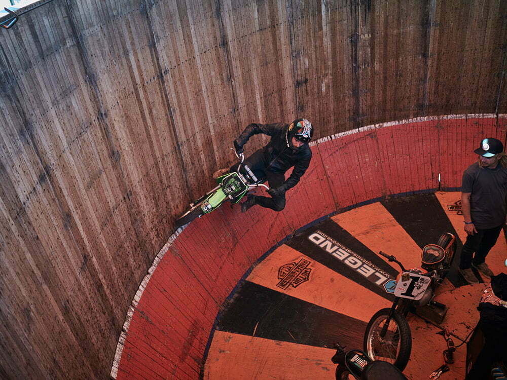 front tire climbing wall of death