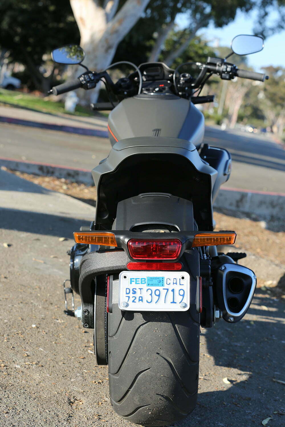 Rear view of the 2019 Harley-Davidson FXDR 114