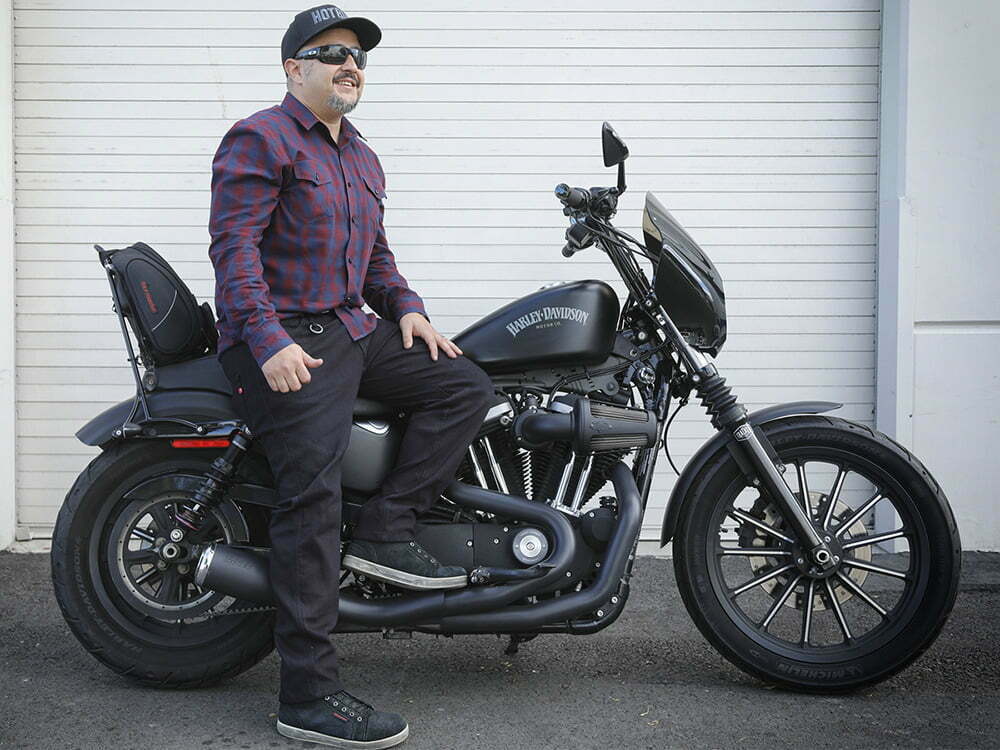 Steel Black slim-fit motorcycle jeans