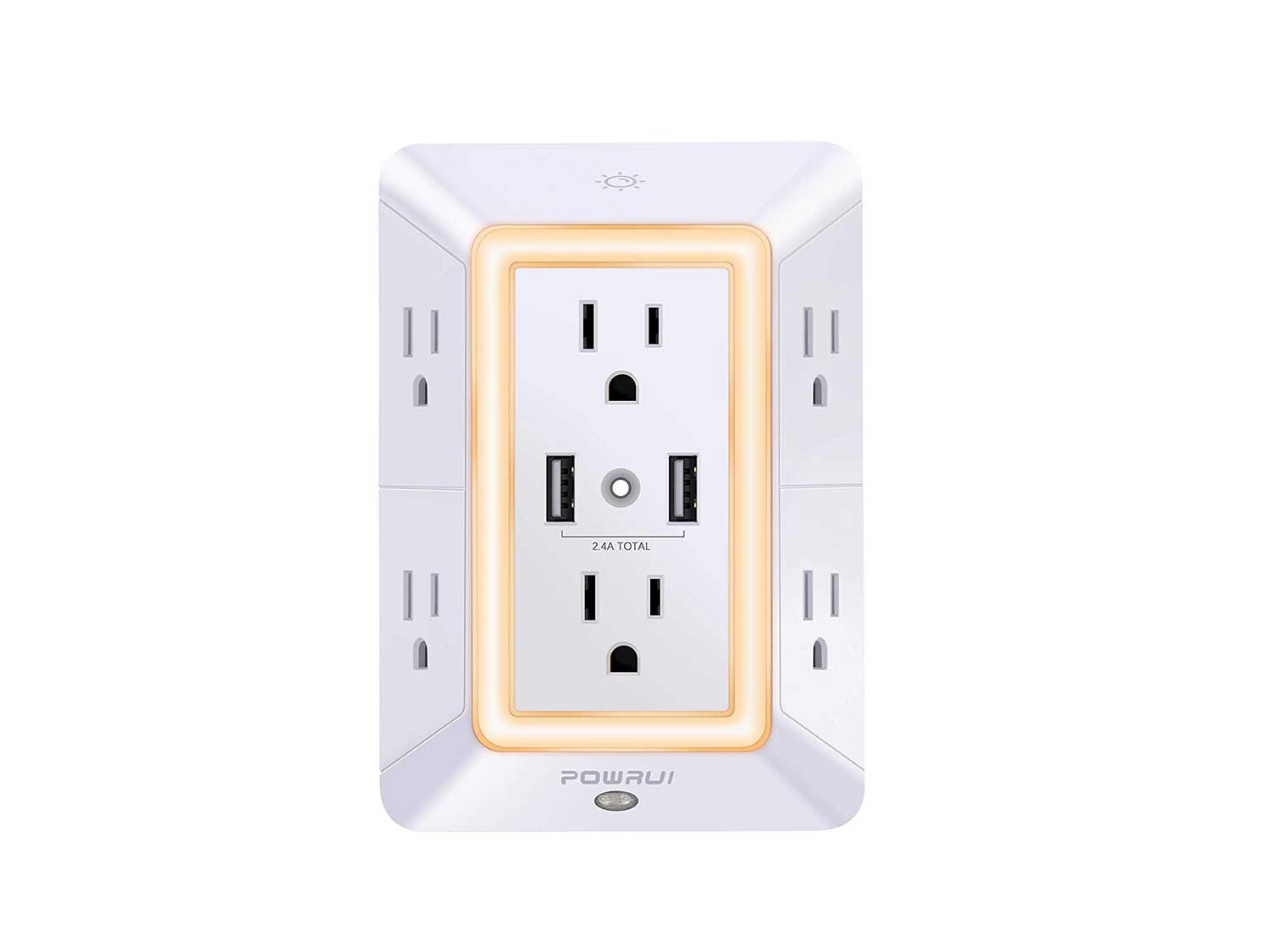 Powrui 6-Outlet Extender With 2 USB Charging Ports
