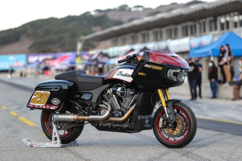 A bagger racing motorcycle built for King Of The Baggers.
